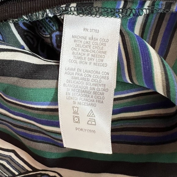 Laundry By Shelli Segal Medium 8 Blue Black Paisley Sleeveless V-neck Blouse - Picture 8 of 10